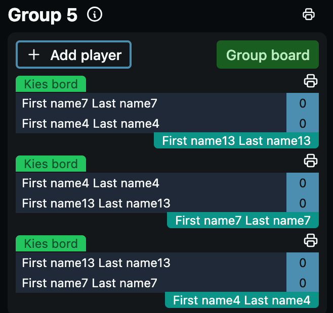 Speler toevoegen aan groep van 3