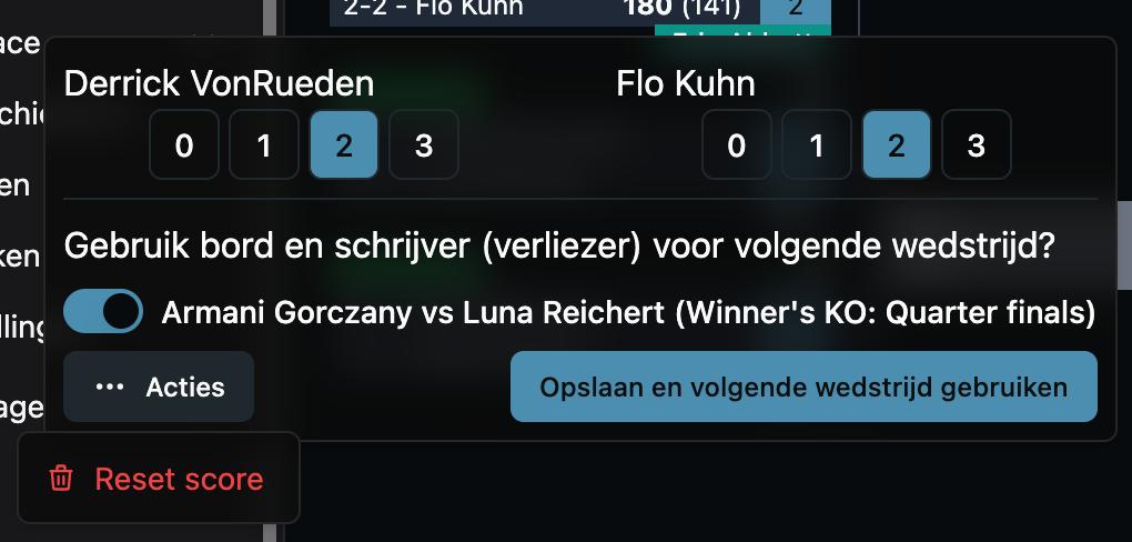 Reset game score
